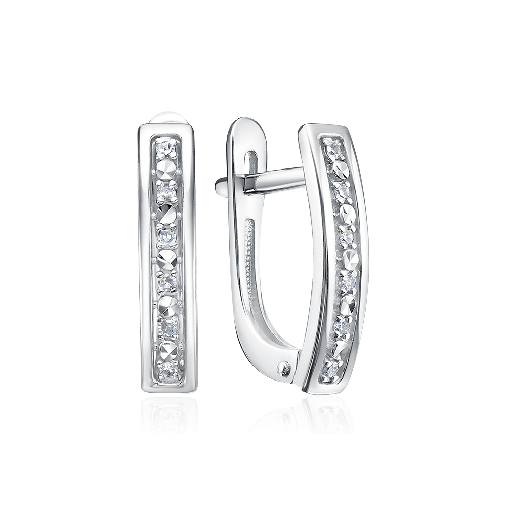 Серьги с бриллиантами из белого золота 585 пробы (арт. 117487)