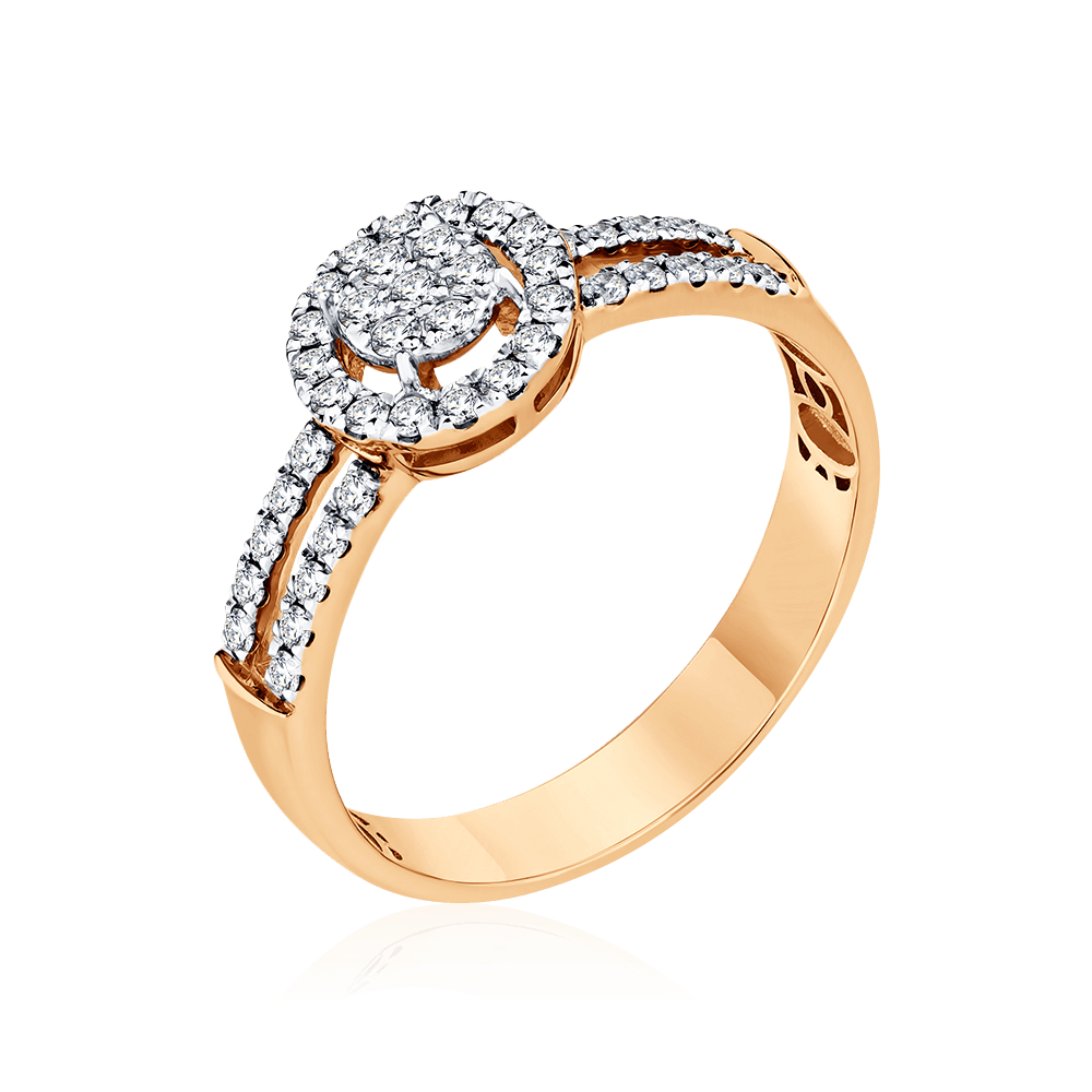 Кольцо с бриллиантами из красного золота 585 пробы (арт. 103294)
