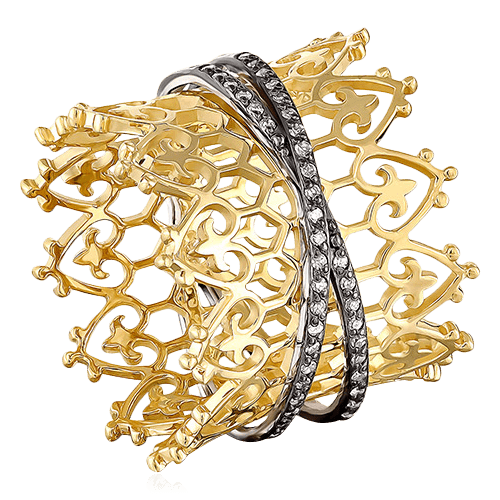 Кольцо с бриллиантами из желтого золота 585 (арт. 79797)