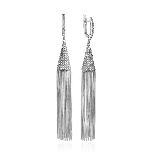 Серьги с бриллиантами из белого золота 585 пробы (арт. 54482)