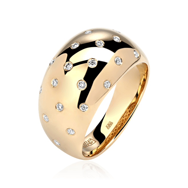 Кольцо с бриллиантами из желтого золота 585 (арт. 80237)