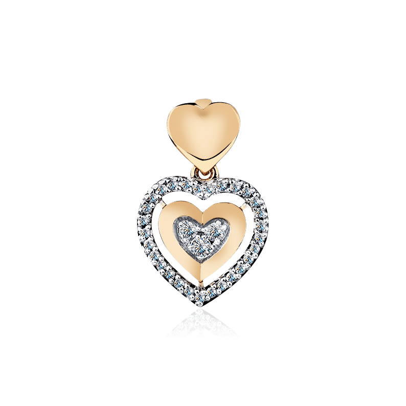 Подвеска сердце с бриллиантами из красного золота 585 пробы (арт. 95214)