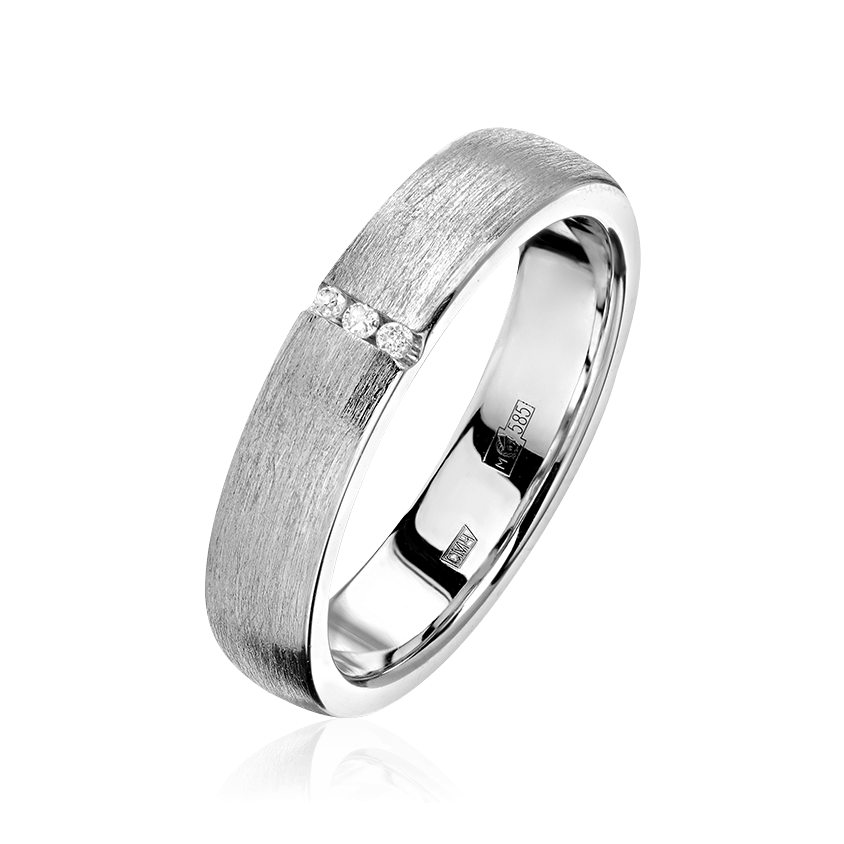 Обручальное кольцо с бриллиантами из белого золота 585 пробы (арт. 104345)