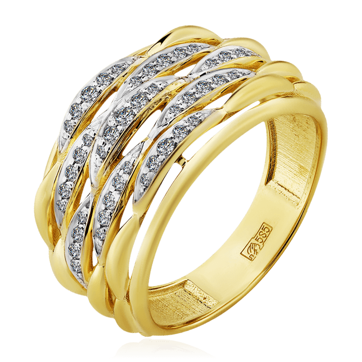 Кольцо с бриллиантами из желтого золота 585 пробы (арт. 92015)