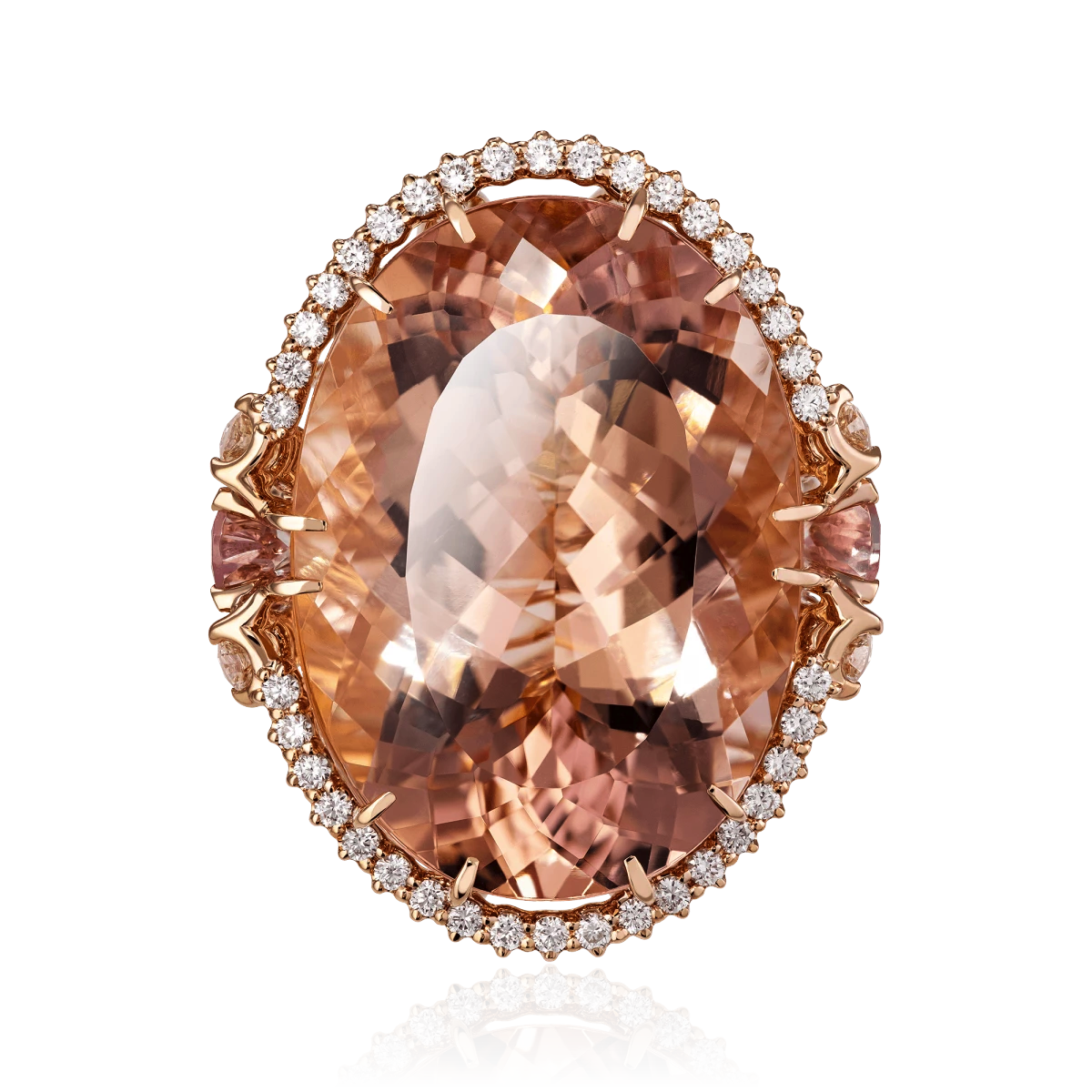 Кольцо с морганитом, бриллиантами из красного золота 585 пробы, фото № 2