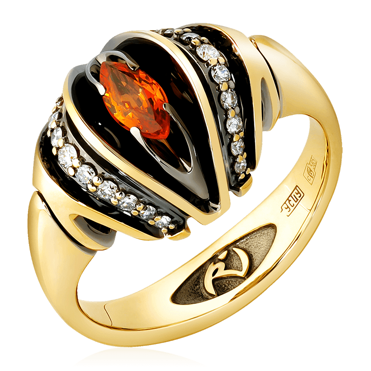 Кольцо с сапфиром, бриллиантами из комбинированного золота 585 пробы (арт. 72288)