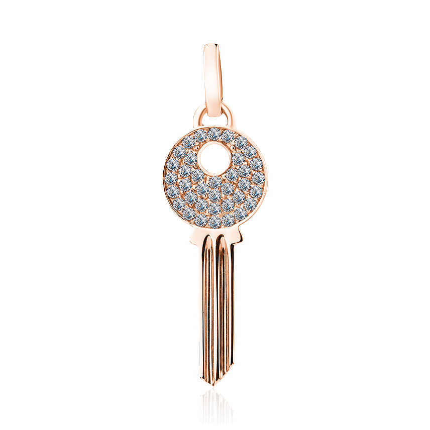 Подвеска в виде ключа с бриллиантами из красного золота 585 пробы (арт. 95061)