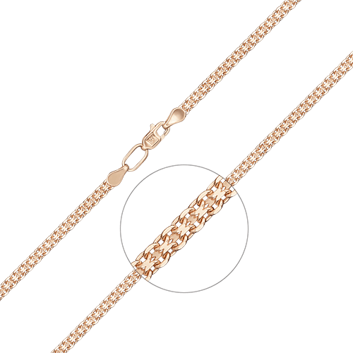 Цепь плетение бисмарк из красного золота 585 пробы (арт. 83532)