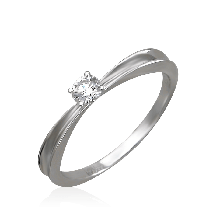 Кольцо с 1 бриллиантом из белого золота 585, фото № 1