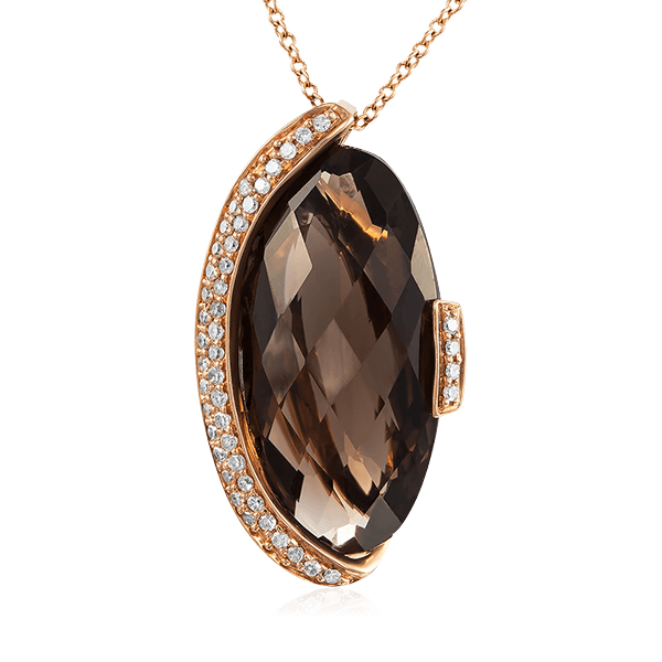 Подвеска с раухтопазом, бриллиантами из красного золота 585 пробы (арт. 40657)