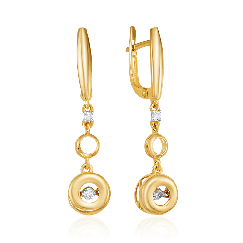 Серьги с бриллиантами из желтого золота 585 пробы (арт. 53288)