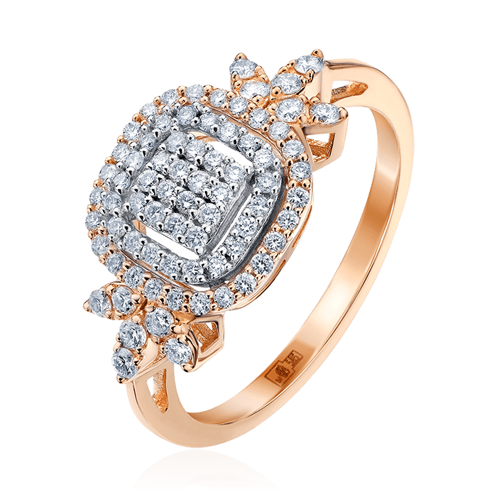 Кольцо с бриллиантами из комбинированного золота 585 (арт. 81642)