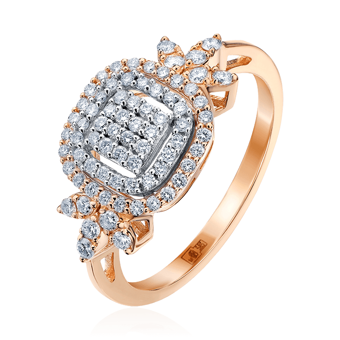 Кольцо с бриллиантами из комбинированного золота 585, фото № 1
