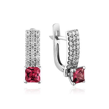 Серьги с турмалинами, бриллиантами из белого золота 585 пробы, фото № 1