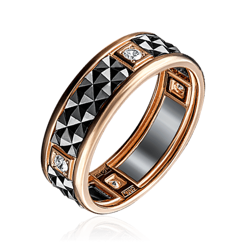 Мужское кольцо c фианитами из комбинированного золота 585 пробы (арт. 83145)