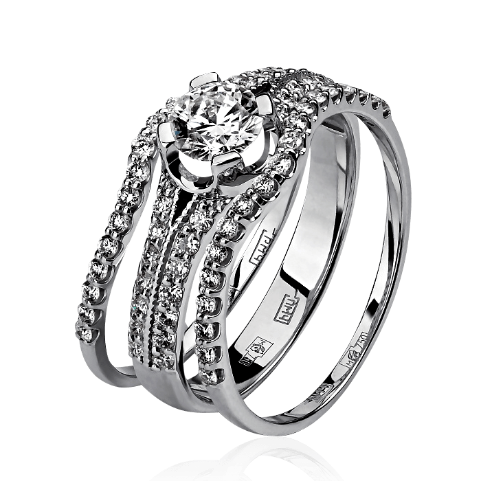 Помолвочное кольцо с бриллиантом Каприз из белого золота 750, фото № 1