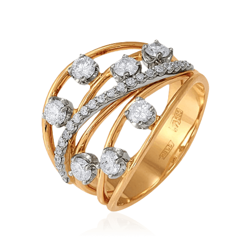 Кольцо с бриллиантами из желтого золота 585 пробы (арт. 101263)