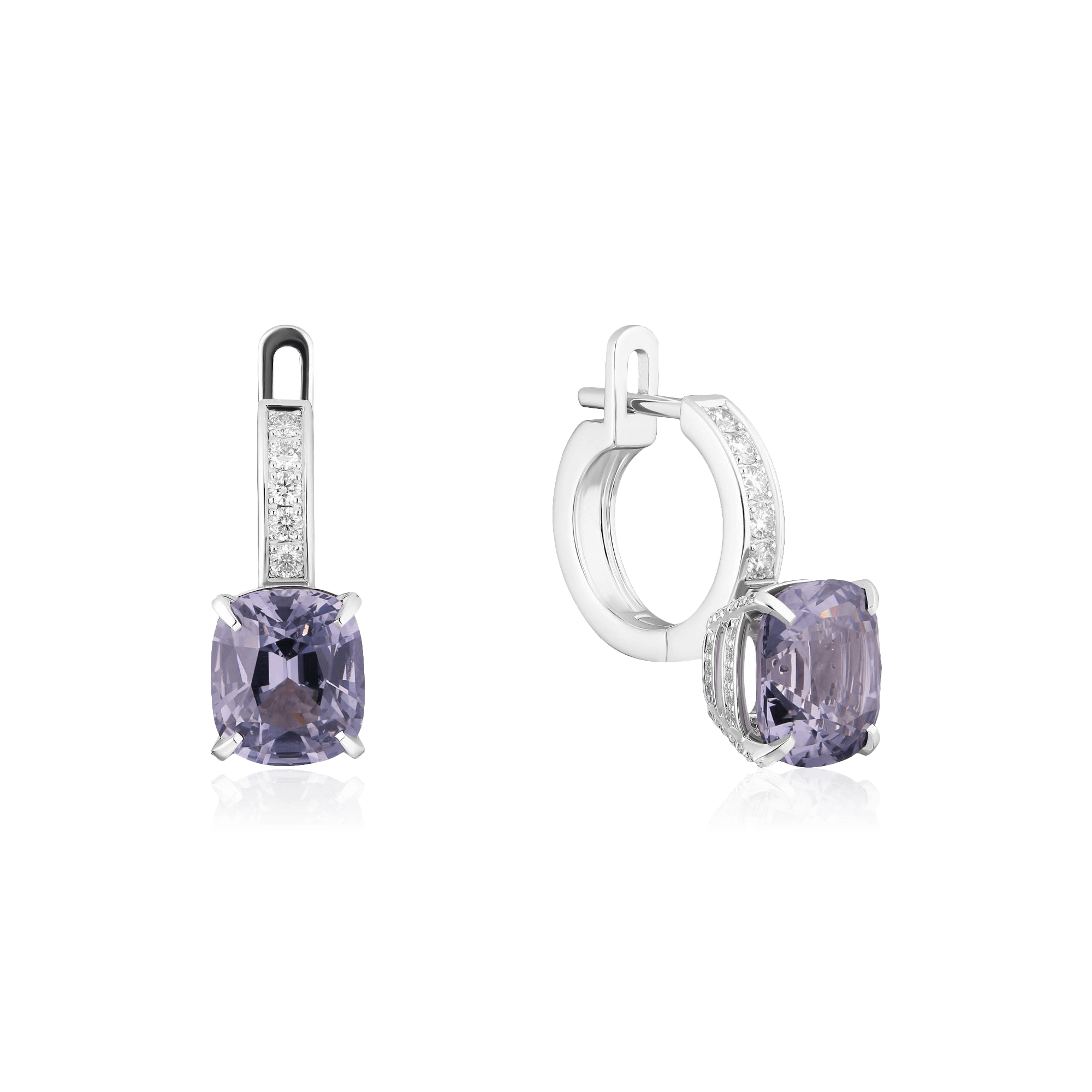 Серьги с бриллиантами, шпинелью из белого золота 750 пробы (арт. 120392)
