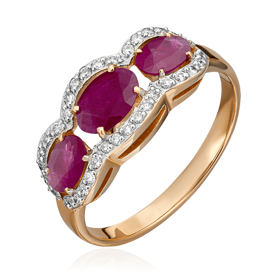 Кольцо с рубином, бриллиантами из красного золота 585 пробы (арт. 71756)