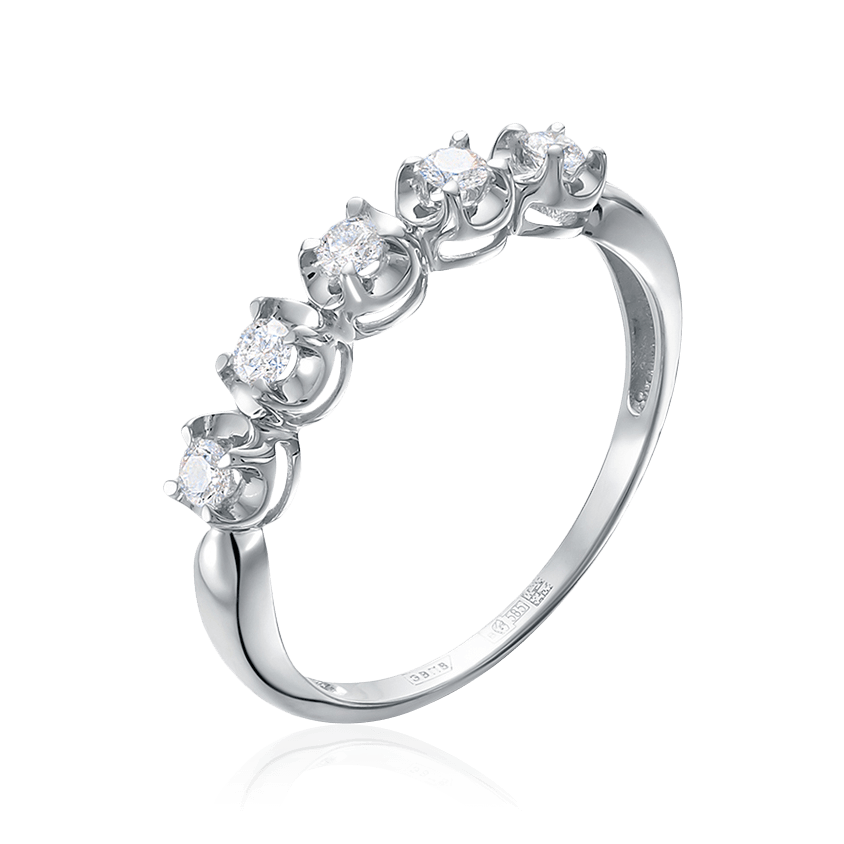 Кольцо с бриллиантами из белого золота 585 пробы, фото № 1