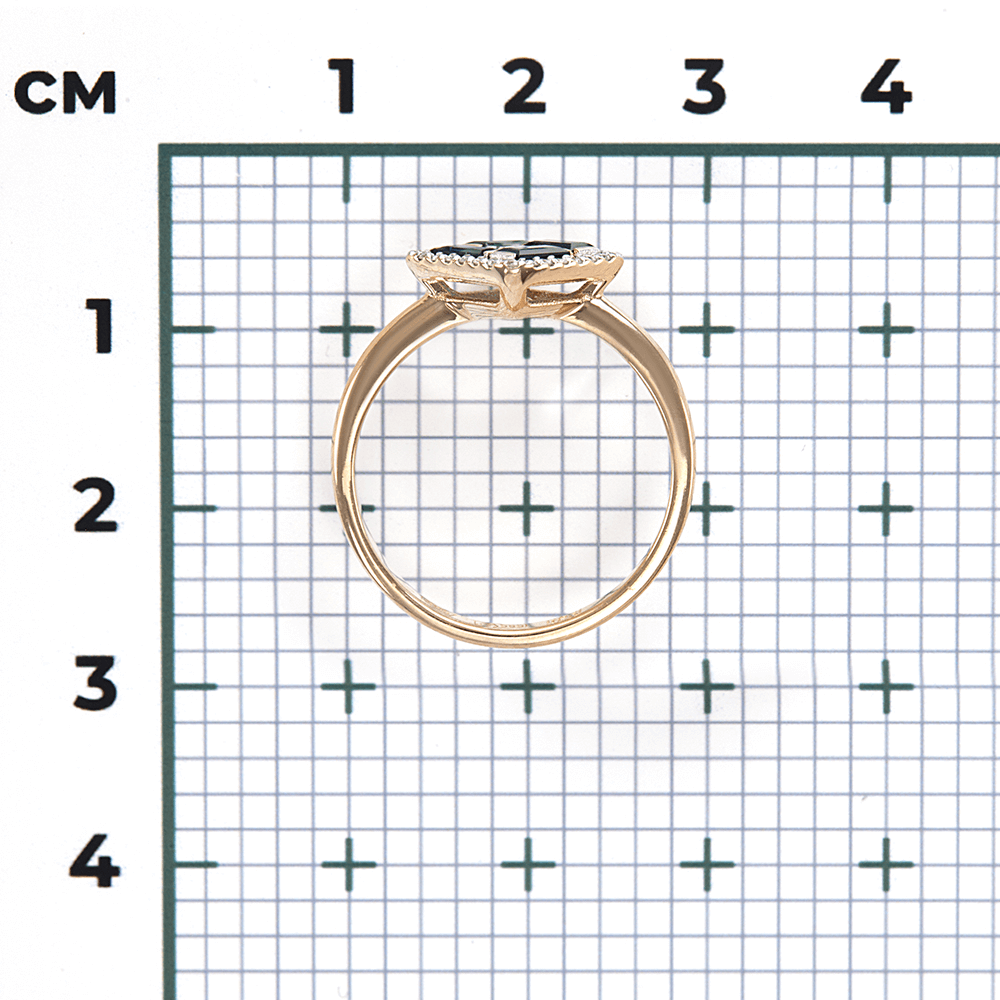 Кольцо с сапфиром, бриллиантами из красного золота 585 пробы, фото № 3