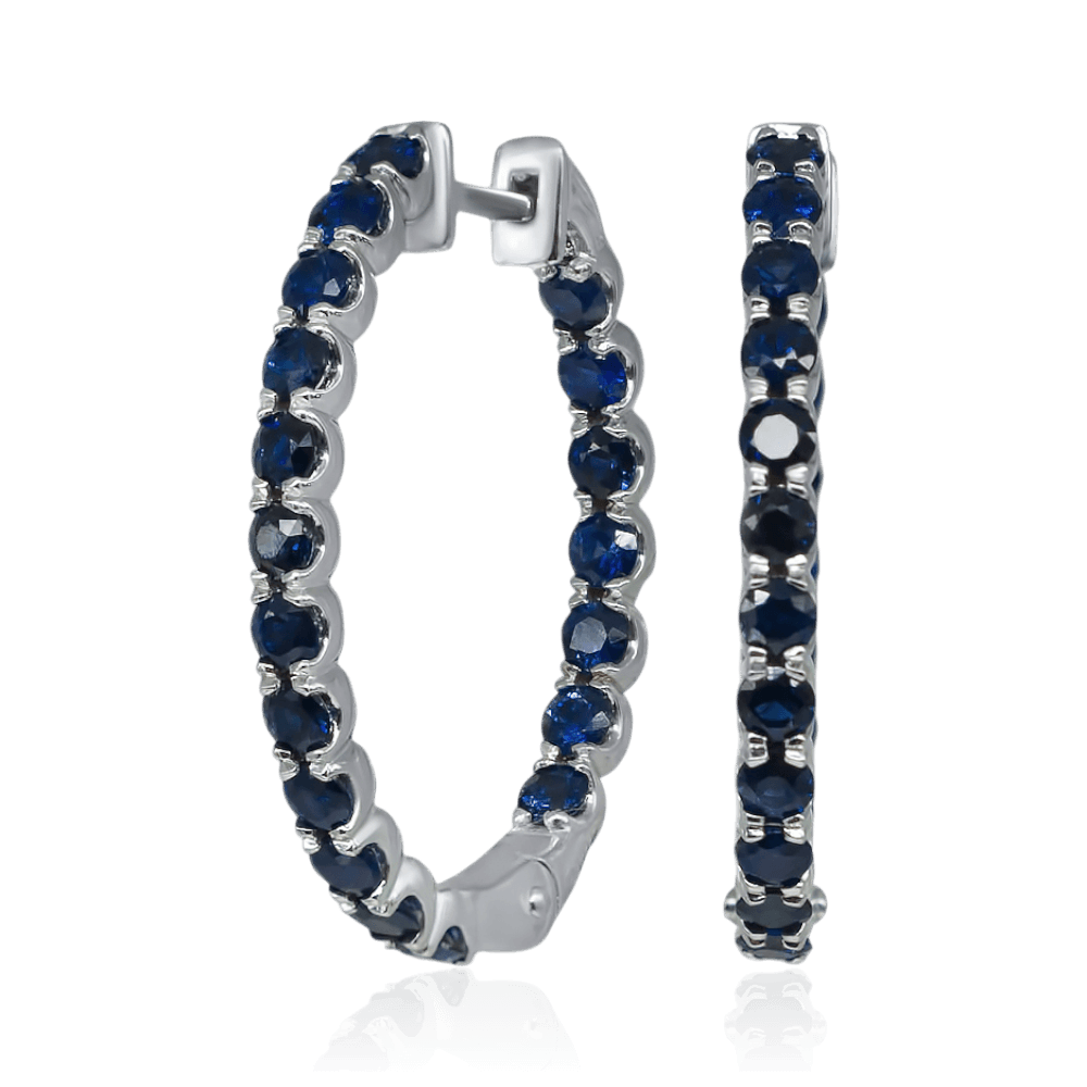 Серьги с сапфиром из белого золота 585 пробы (арт. 134040)