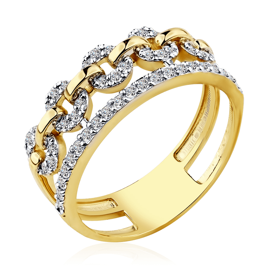 Кольцо с бриллиантами из желтого золота 585 пробы (арт. 92127)