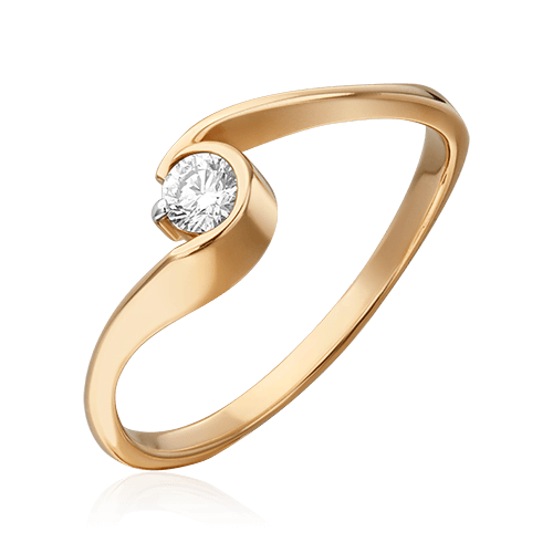 Кольцо с 1 бриллиантом из красного золота 585 (арт. 89204)