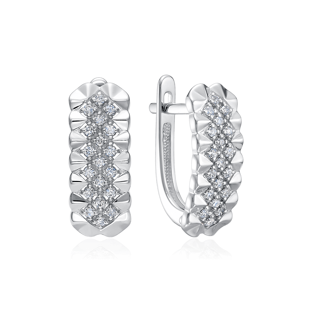 Серьги с бриллиантами из белого золота 585 пробы (арт. 129088)