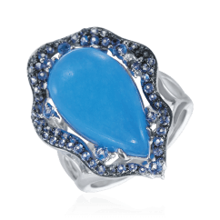 Кольцо с халцедоном, цирконием из серебра 925 пробы (арт. 58065)