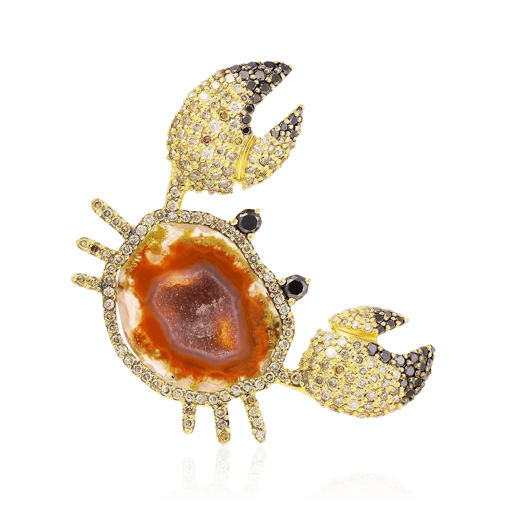 Кулон Краб с бриллиантами из желтого золота 585 пробы, фото № 1