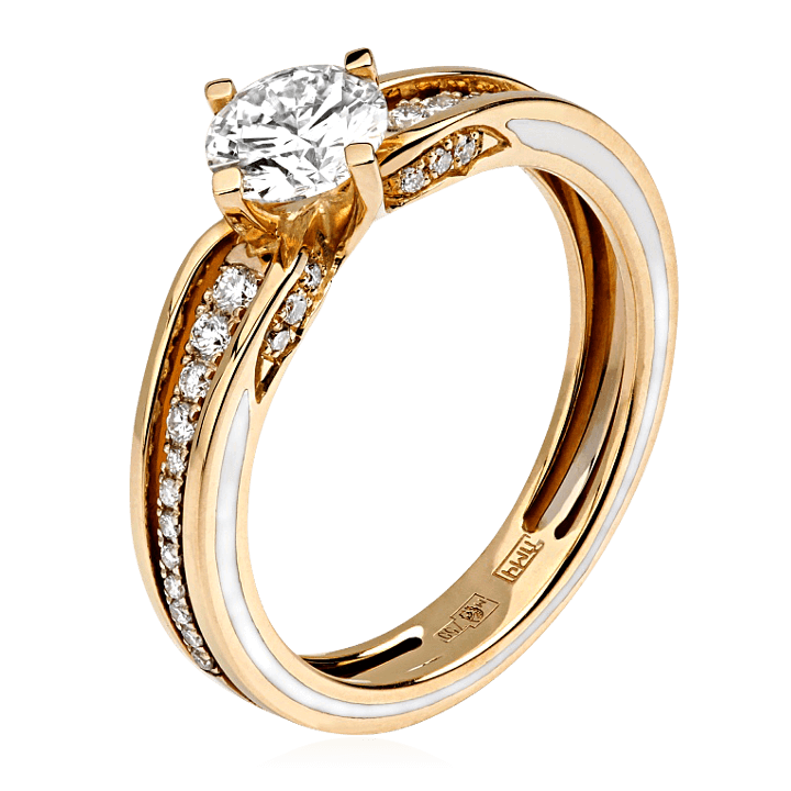 Кольцо с бриллиантами, эмалью из комбинированного золота 750, фото № 1