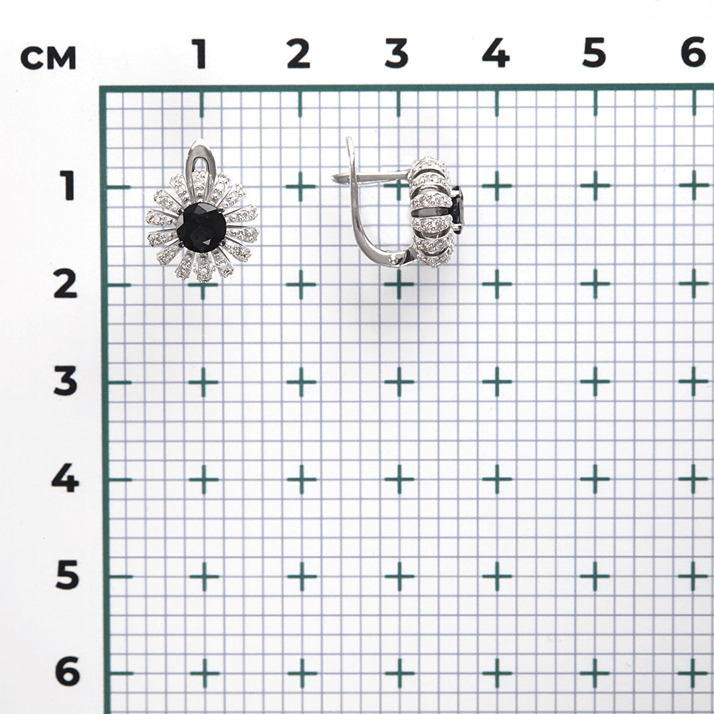Серьги с сапфиром, бриллиантами из белого золота 585 пробы, фото № 3