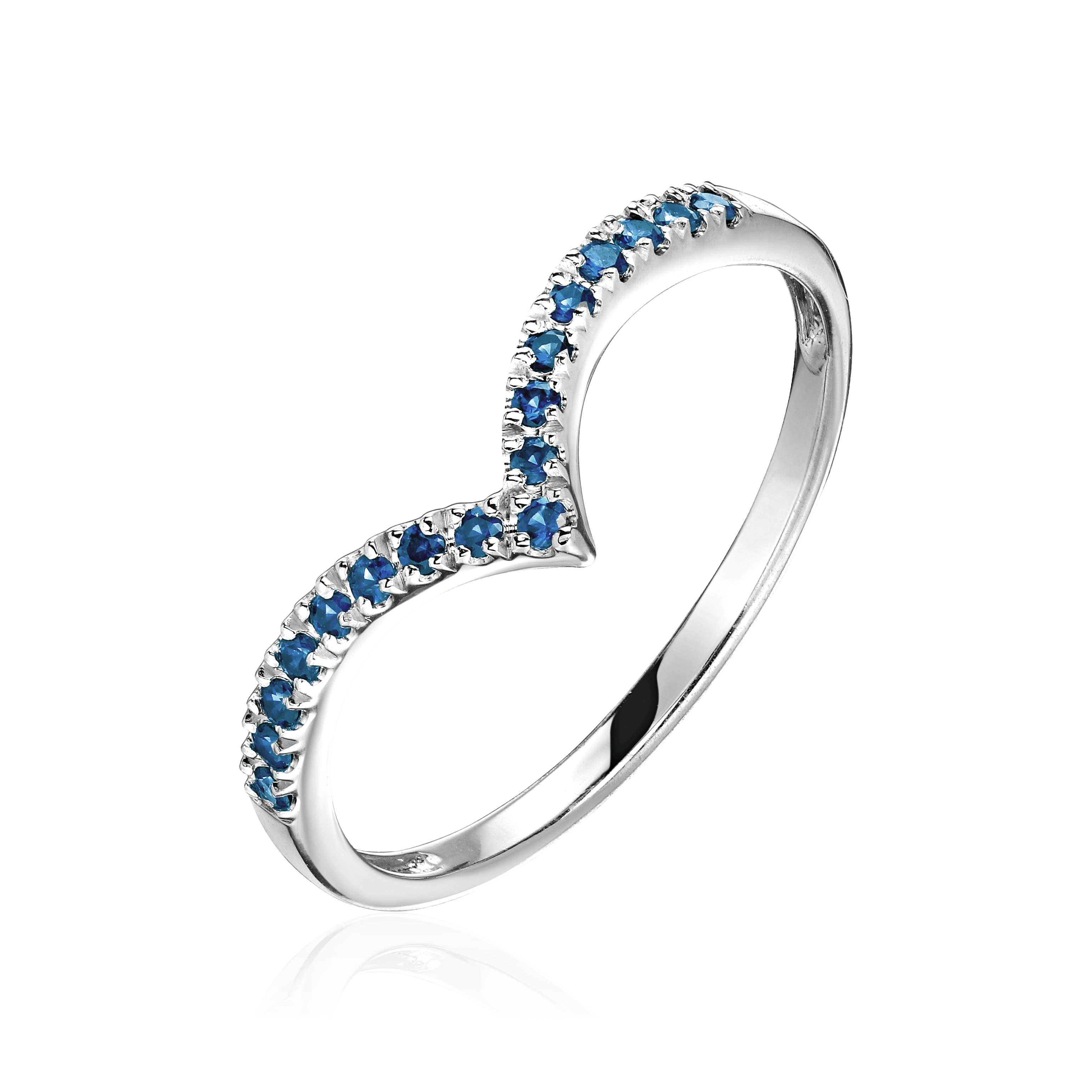 Кольцо с сапфиром из белого золота 585 пробы, фото № 1