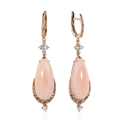 Серьги с бриллиантами, кораллом из красного золота 750 пробы (арт. 51394)