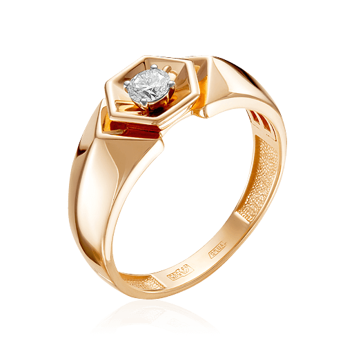 Мужское кольцо с бриллиантами из красного золота 585 пробы (арт. 52461)