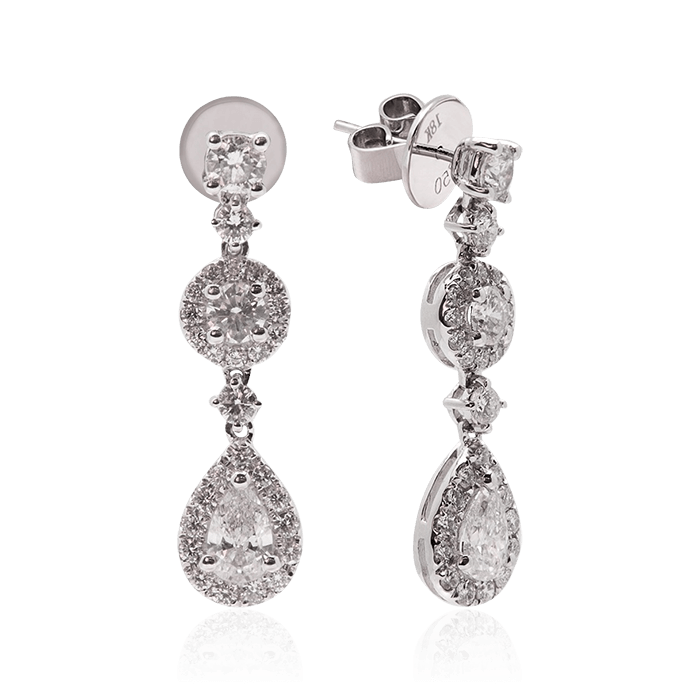 Серьги с бриллиантами из белого золота 750 пробы, фото № 1