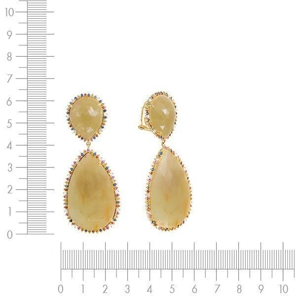 Серьги с сапфиром, корундом из желтого золота 585 пробы, фото № 3