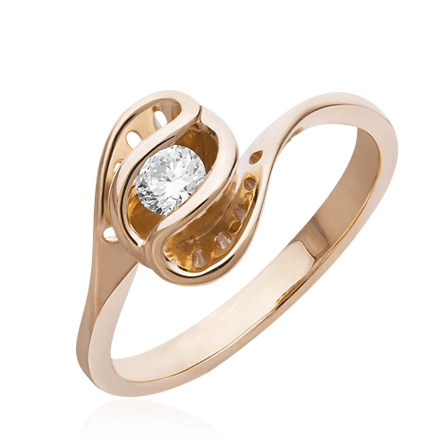 Кольцо с бриллиантами из красного золота 585, фото № 1