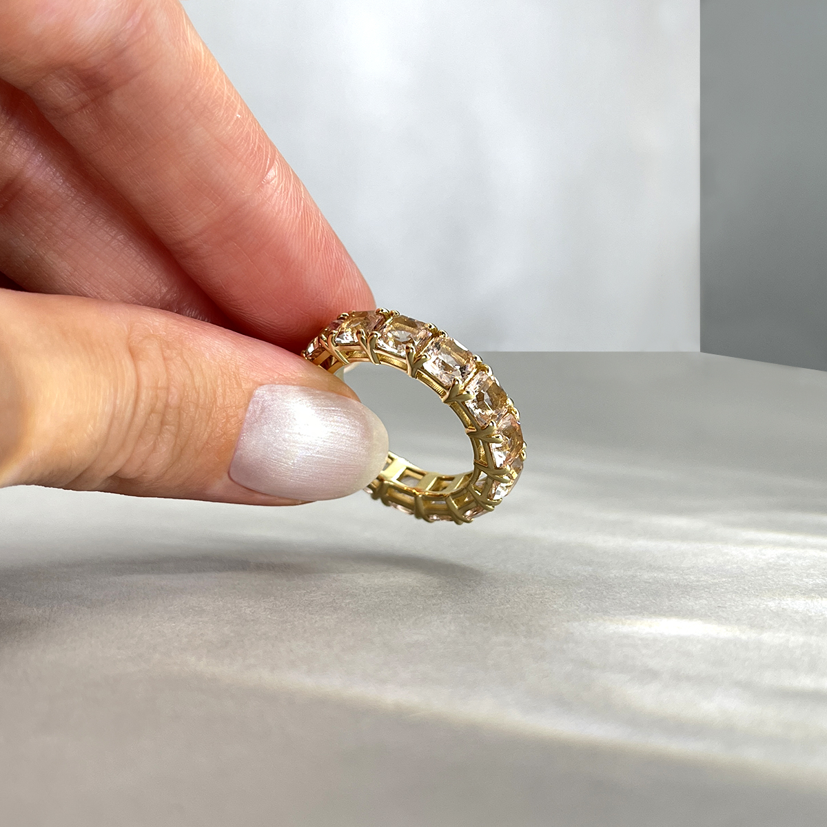 Кольцо с морганитом из желтого золота 585 пробы, фото № 3