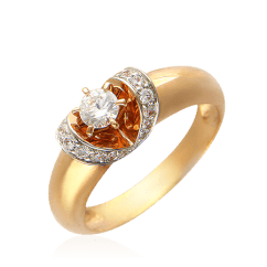 Кольцо с фианитами из красного золота 585 пробы (арт. 39851)