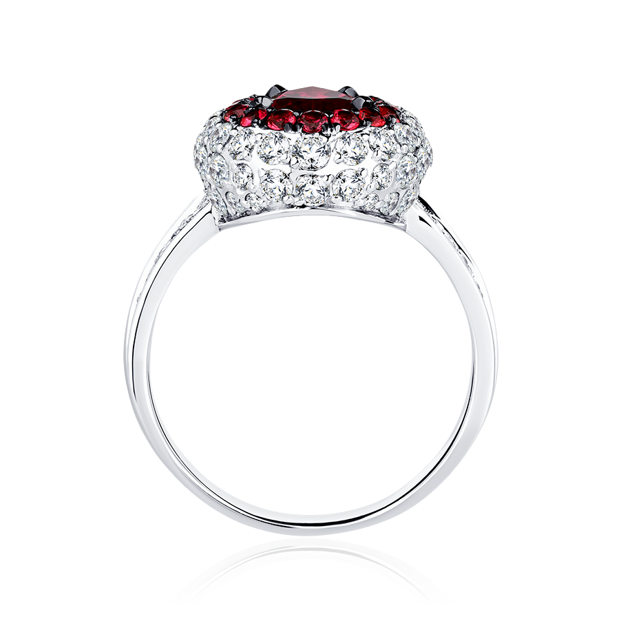 Кольцо с бриллиантами, шпинелью из белого золота 585 пробы, фото № 3