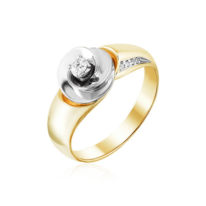 Кольцо с бриллиантами из желтого золота 585 (арт. 63362)
