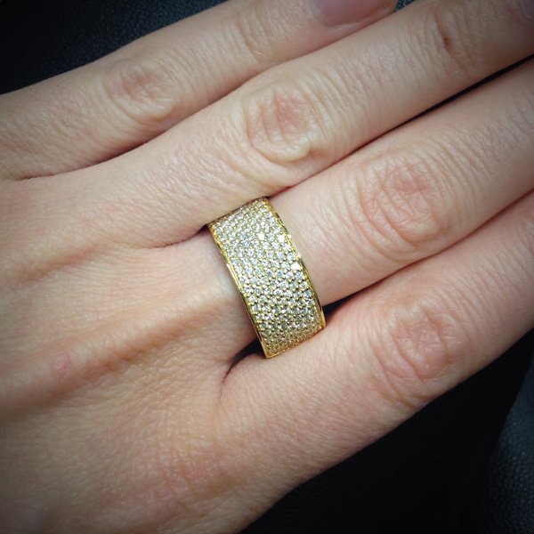 Кольцо с бриллиантовой россыпью из желтого золота 750 Jewelry passion, фото № 2