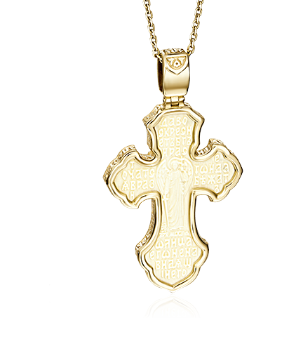 Крест с бивнем мамонта из комбинированного золота 585 пробы, фото № 2