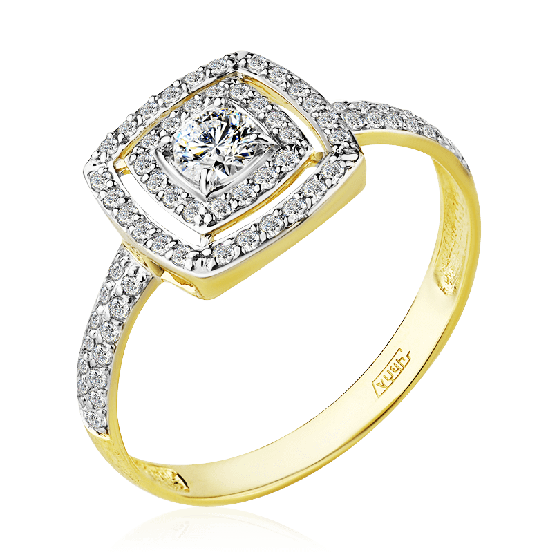 Кольцо с бриллиантами из желтого золота 585 (арт. 86036)