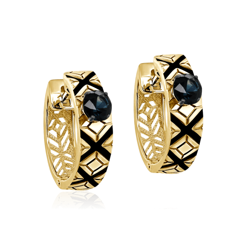 Серьги с сапфиром из желтого золота 585 пробы (арт. 131139)