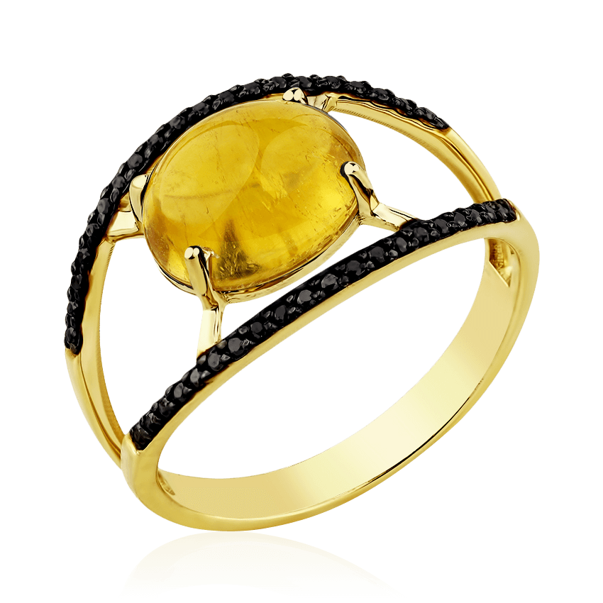 Кольцо с турмалином, бриллиантами из желтого золота 585 пробы (арт. 90041)