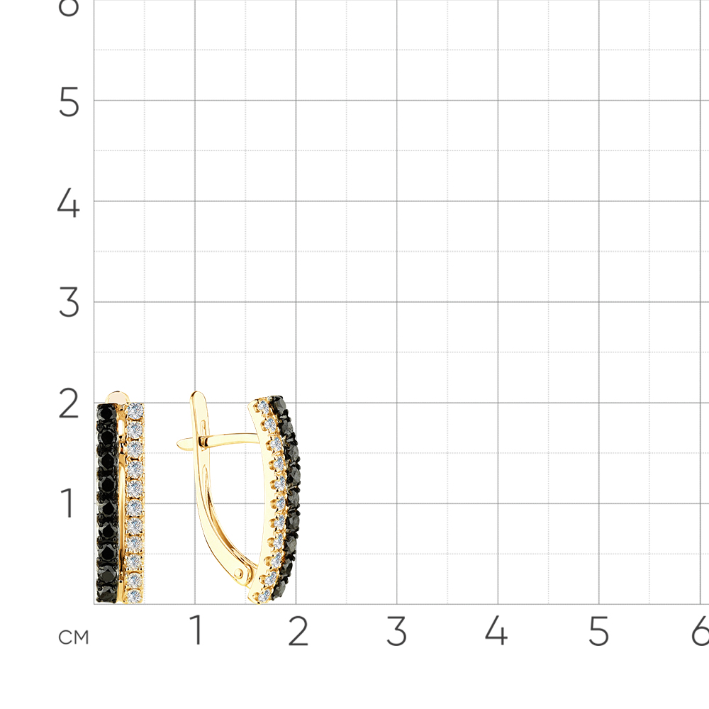 Серьги с бриллиантами из желтого золота 585 пробы, фото № 2