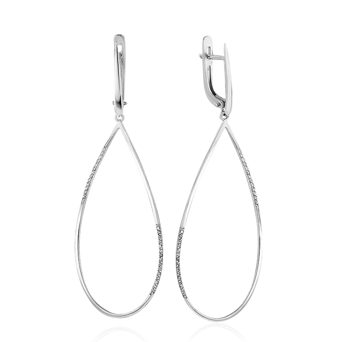 Серьги с бриллиантами из белого золота 585 пробы, фото № 1